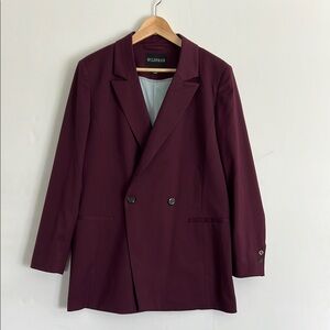 Wildfang Empower Double Breasted Blazer in Burgundy Size XL